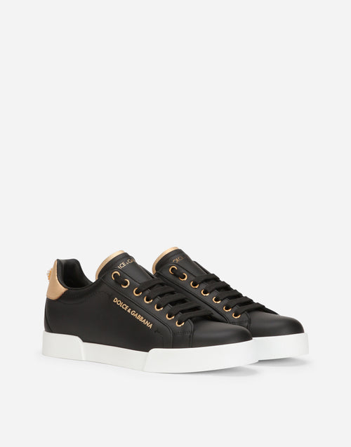 DOLCE & GABBANA  Calfskin nappa Portofino sneakers with lettering