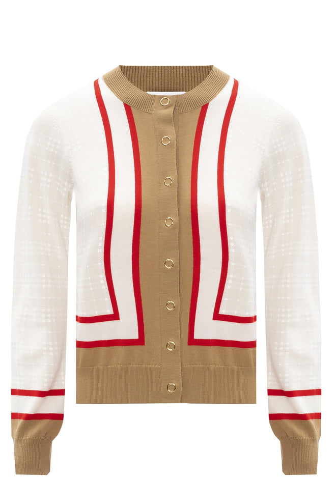 BURBERRY CREAM CHECKED CARDIGAN