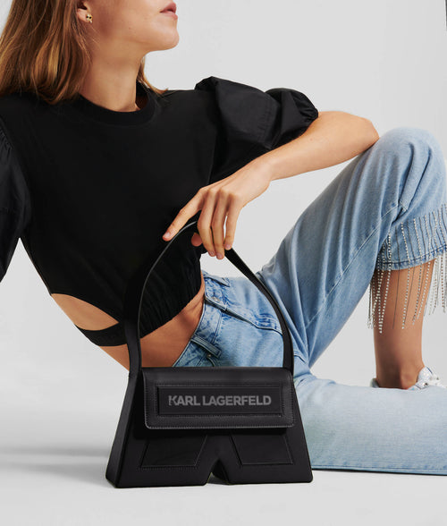 KARL LAGERFELD - IKON K SMALL LEATHER SHOULDER BAG