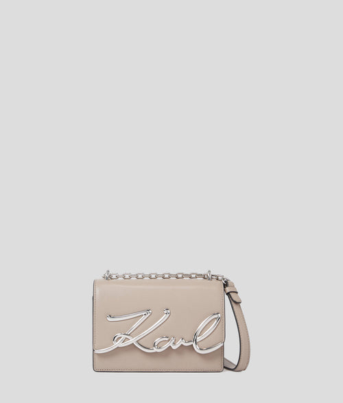 KARL LAGERFELD - K/SIGNATURE SMALL SHOULDER BAG IN STONE