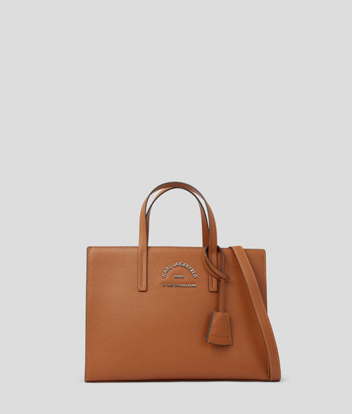 KARL LAGERFELD -  RUE ST-GUILLAUME MEDIUM TOP-HANDLE BAG IN BROWN