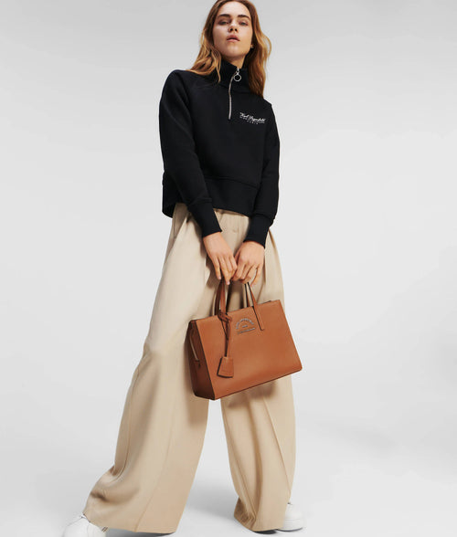 KARL LAGERFELD -  RUE ST-GUILLAUME MEDIUM TOP-HANDLE BAG IN BROWN