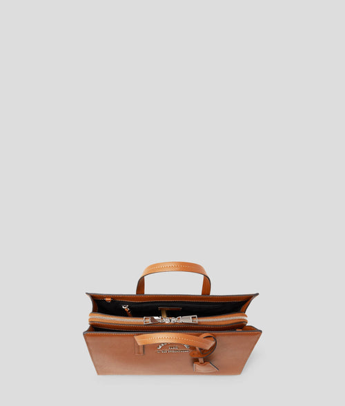 KARL LAGERFELD -  RUE ST-GUILLAUME MEDIUM TOP-HANDLE BAG IN BROWN