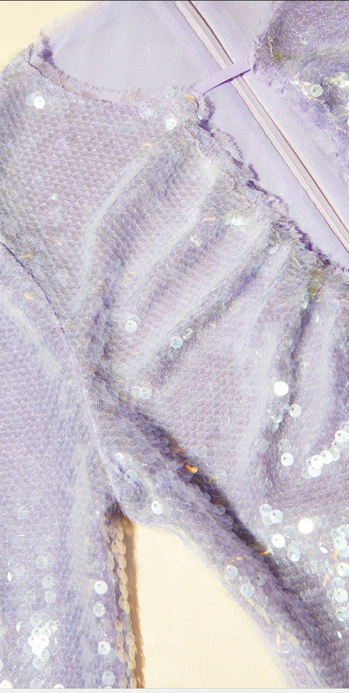 SELF-PORTRAIT Lilac Sequin Mini Dress