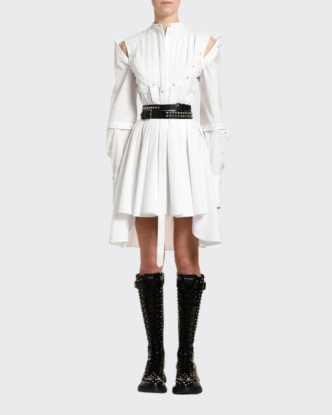 Alexander McQueen Pleated Removable Sleeves Dress