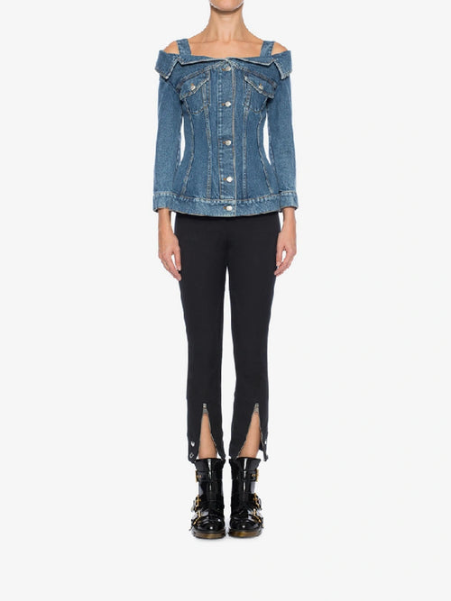 Alexander McQueen Off Shoulder Denim Jacket