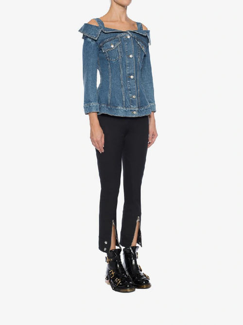 Alexander McQueen Off Shoulder Denim Jacket