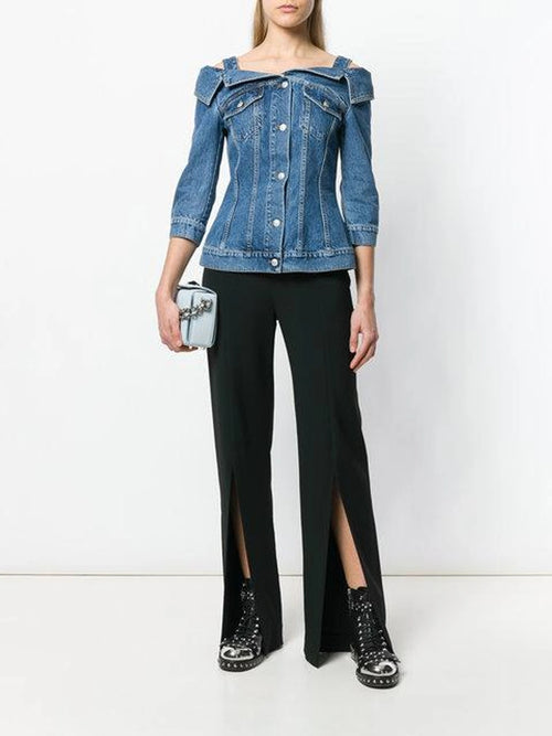 Alexander McQueen Off Shoulder Denim Jacket