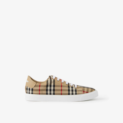 BURBERRY Check and Leather Sneakers