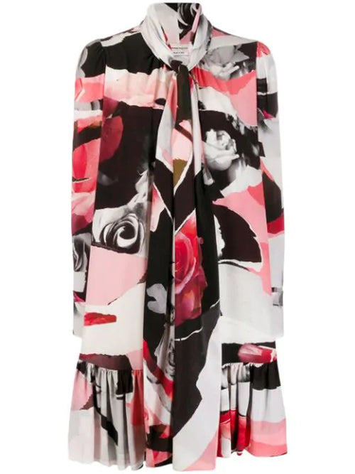 Alexander McQueen Printed Silk Crepe Mini Dress