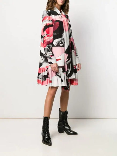 Alexander McQueen Printed Silk Crepe Mini Dress