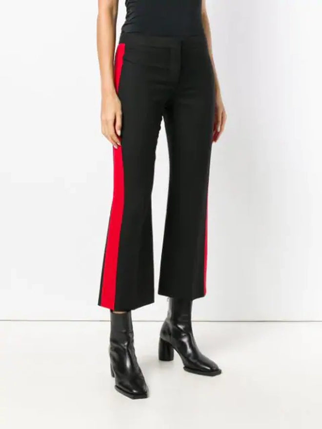 Alexander McQueen Kickback Wool-Blend Cropped Trousers in Black