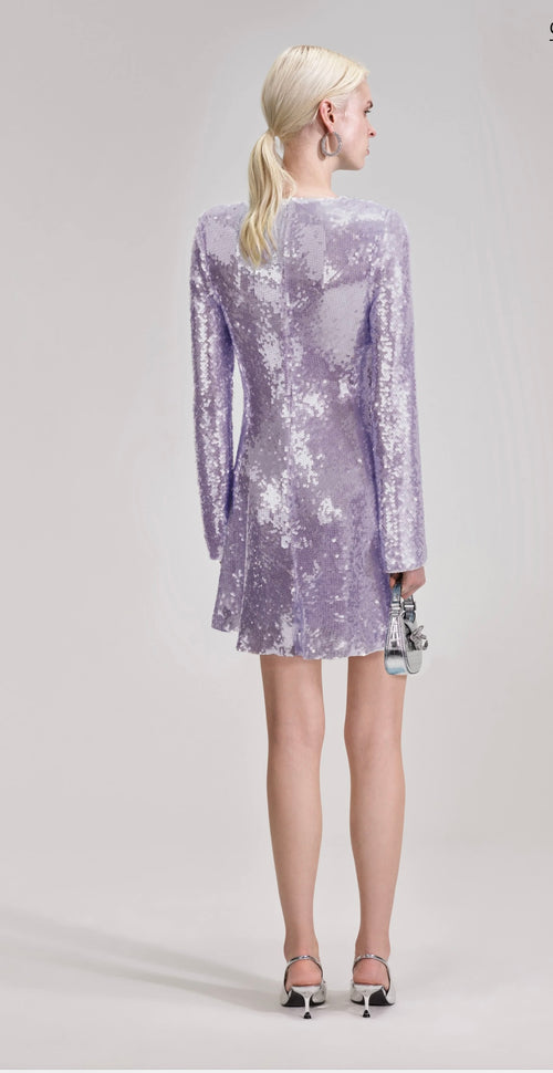 SELF-PORTRAIT Lilac Sequin Mini Dress