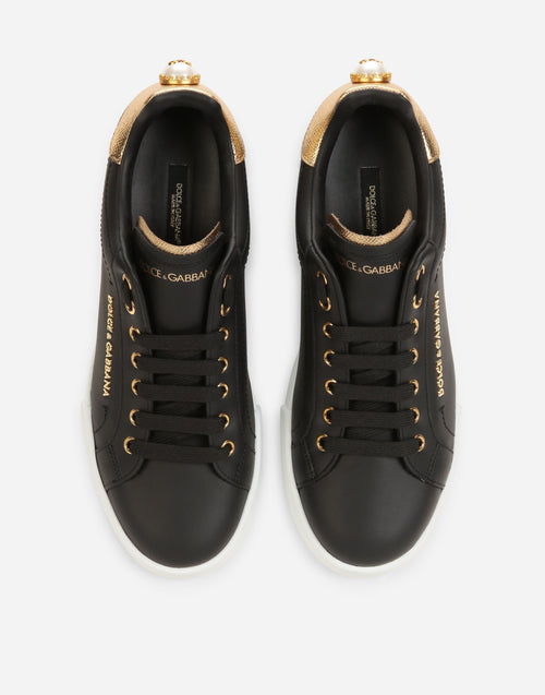 DOLCE & GABBANA  Calfskin nappa Portofino sneakers with lettering