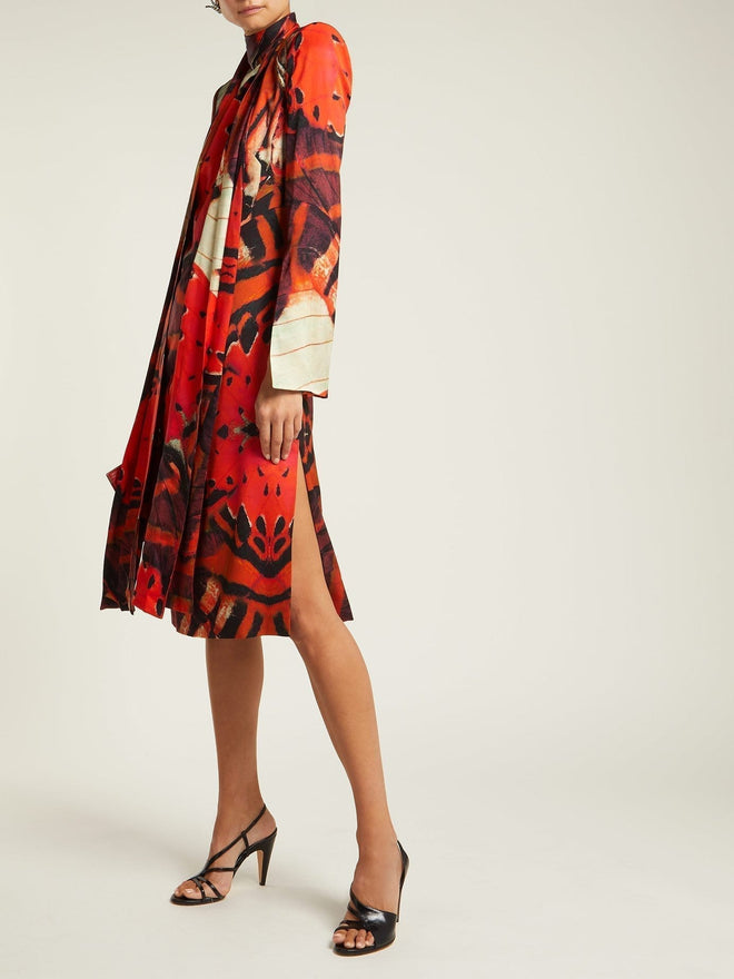 Alexander McQueen Silk Abstract Butterfly Printed Dress