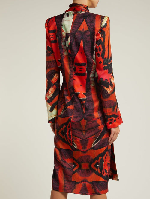 Alexander McQueen Silk Abstract Butterfly Printed Dress