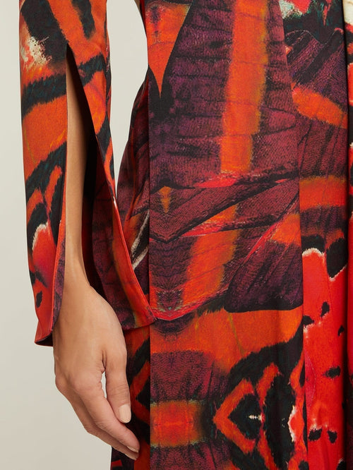 Alexander McQueen Silk Abstract Butterfly Printed Dress