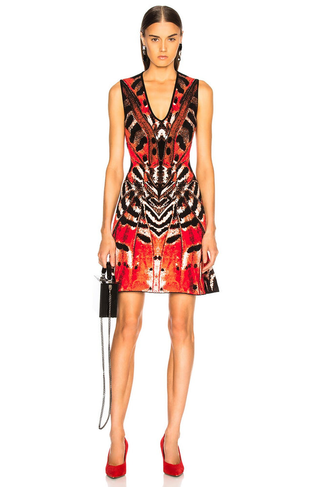 Alexander McQueen Butterfly Jacquard Sleeveless Mini Dress