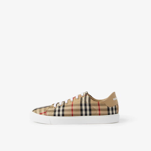 BURBERRY Check and Leather Sneakers