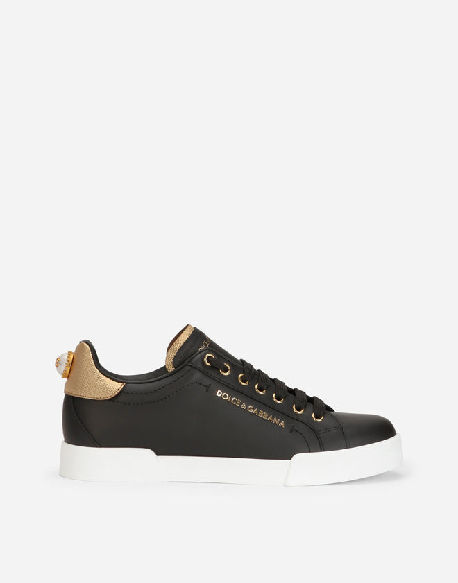 DOLCE & GABBANA  Calfskin nappa Portofino sneakers with lettering