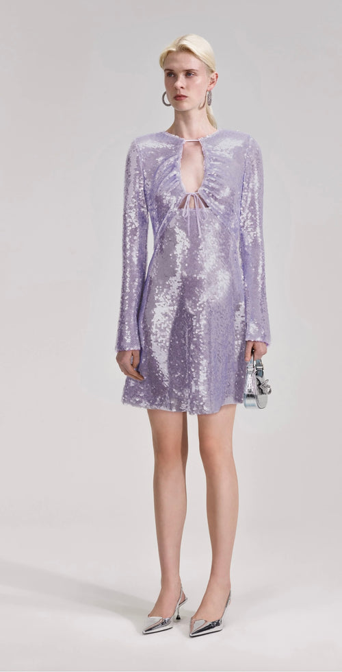 SELF-PORTRAIT Lilac Sequin Mini Dress