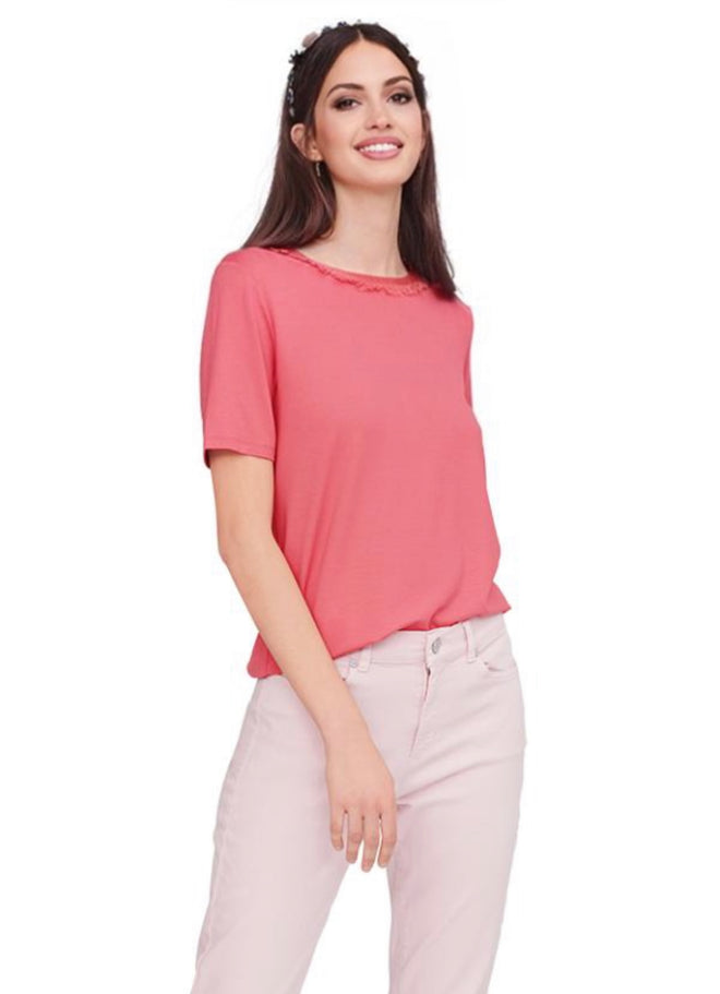 RIANI Short-Sleeved Top With Fringes Fragola