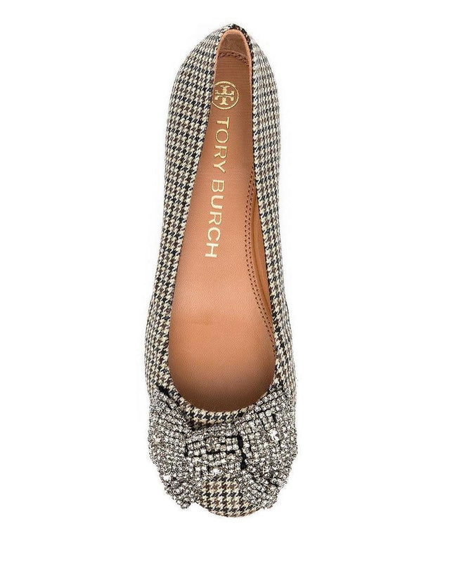 Tory Burch Houndstooth Ballerina With Crystal Bow