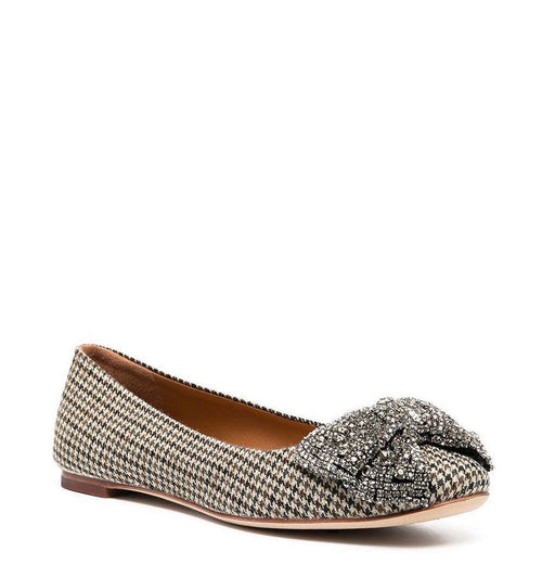 Tory Burch Houndstooth Ballerina With Crystal Bow