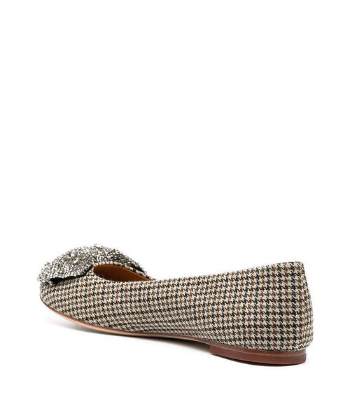 Tory Burch Houndstooth Ballerina With Crystal Bow