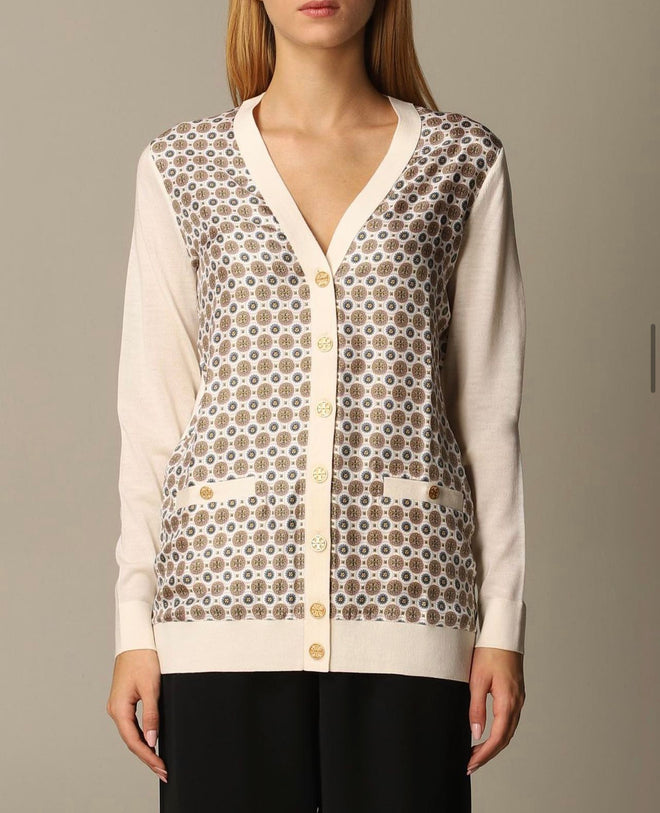 Tory Burch Silk Front Boyfriend Cardigan