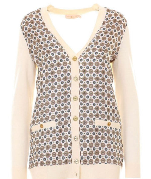 Tory Burch Silk Front Boyfriend Cardigan