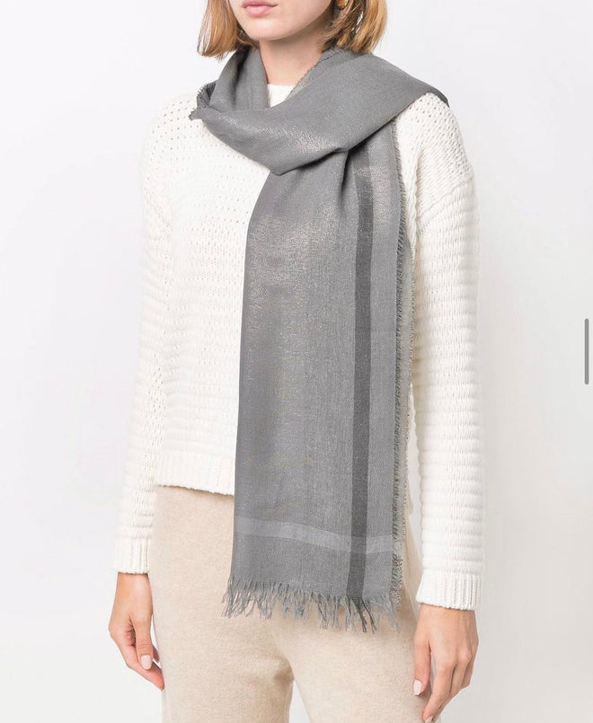 Fabiana Filippi Metallic Checked Scarf In Shades Of Grey