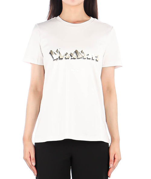 S Max Mara Crew Neck Cotton Short Sleeves Logo T-Shirt