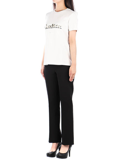 S Max Mara Crew Neck Cotton Short Sleeves Logo T-Shirt