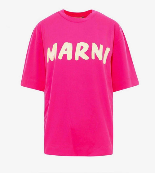 MARNI Cotton Blushed Logo Print T-Shirt