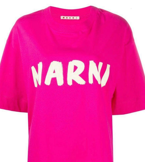 MARNI Cotton Blushed Logo Print T-Shirt