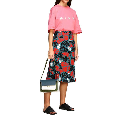 MARNI I A line skirt with all over leaves print