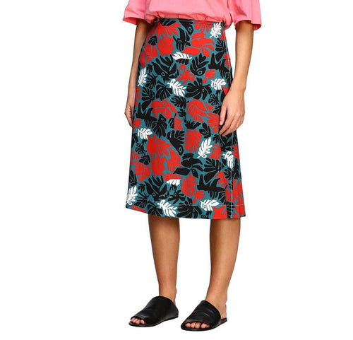 MARNI I A line skirt with all over leaves print