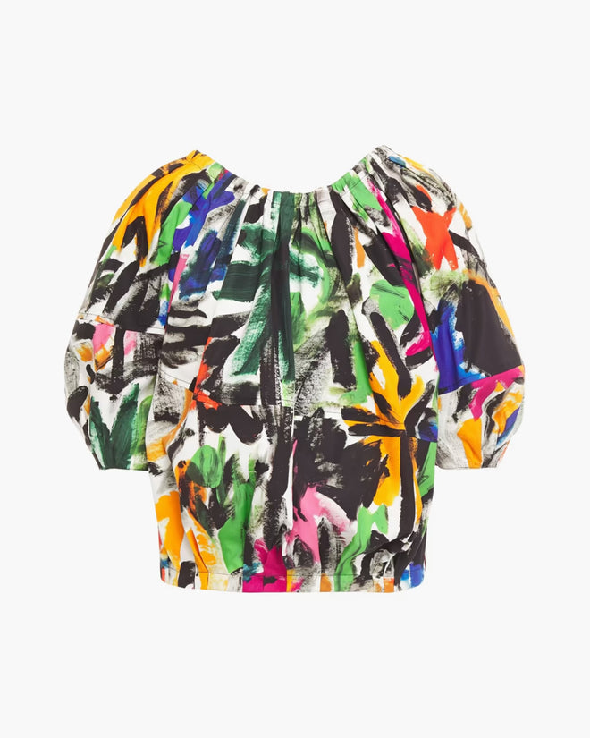 MARNI Pleated Printed Cotton-Poplin top