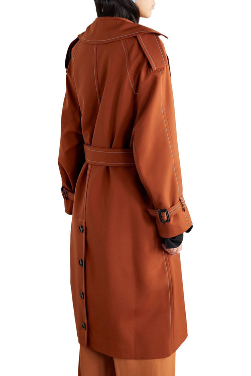 MARNI Oversized Belted Wool-Twill Trench Coat-Brick