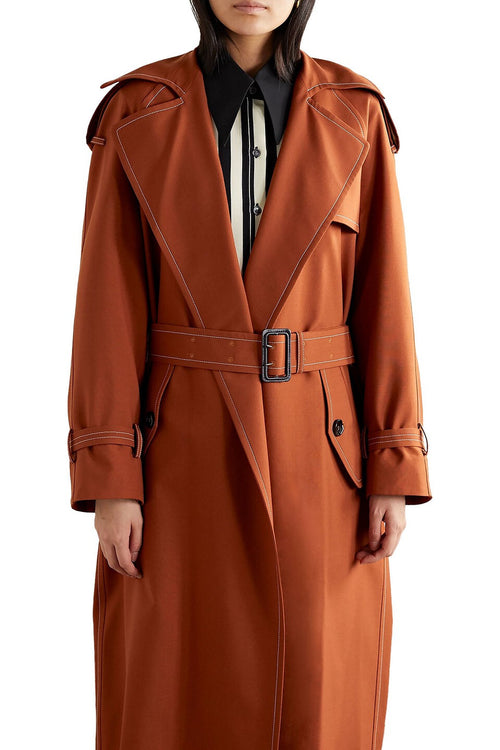 MARNI Oversized Belted Wool-Twill Trench Coat-Brick