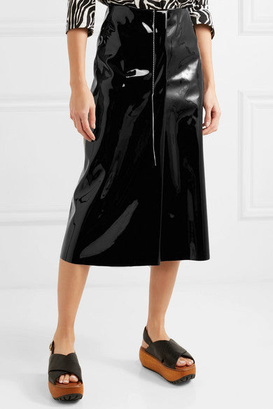 MARNI Faux Patent-leather Midi Skirt