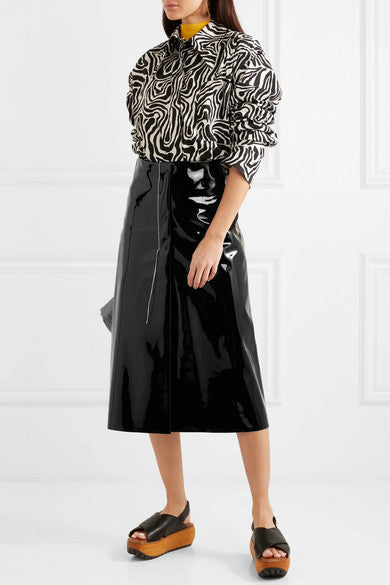 MARNI Faux Patent-leather Midi Skirt