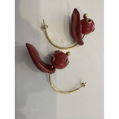 MARNI Earrings Burgundy in Plastic