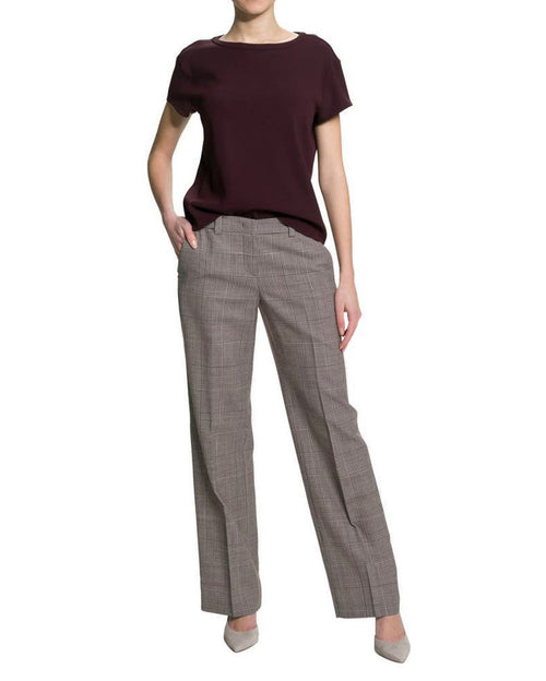 WINDSOR Checked Marlene Trousers In Burgundy-White