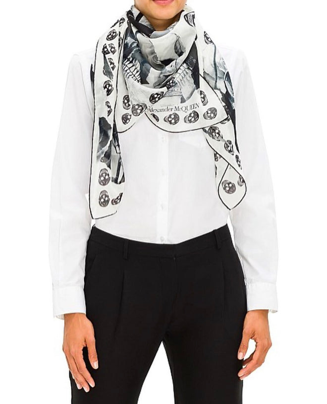 Alexander McQueen Rose Punk Multi Scull Scarf