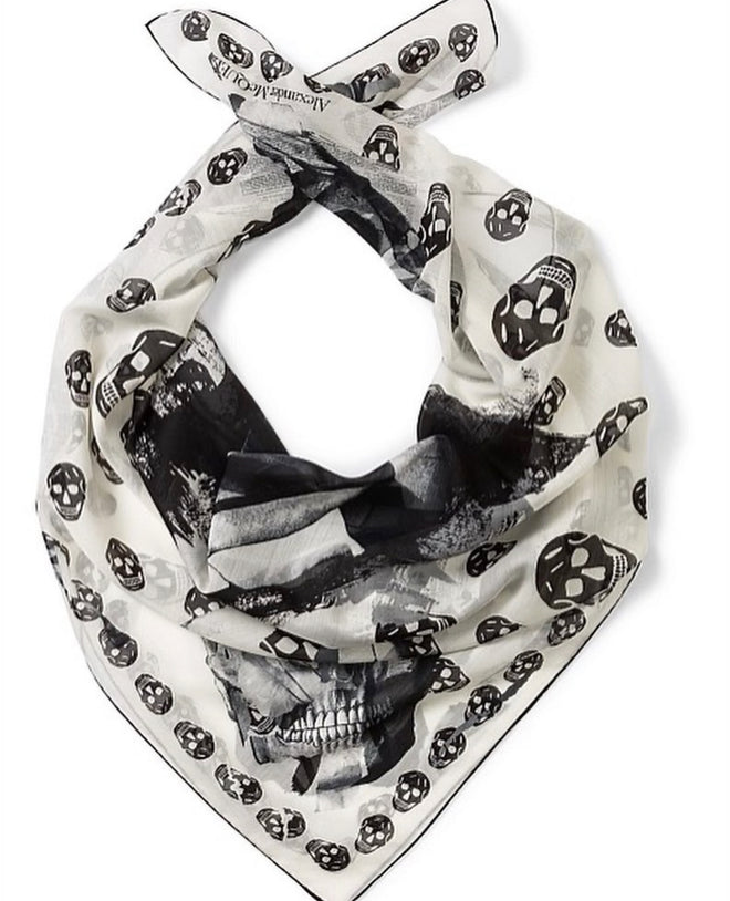 Alexander McQueen Rose Punk Multi Scull Scarf