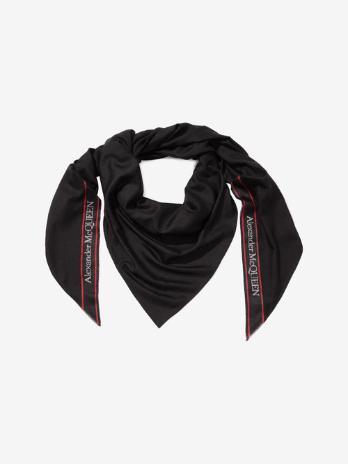 Alexander McQueen Triangle Selvedge Scarf in Black/red