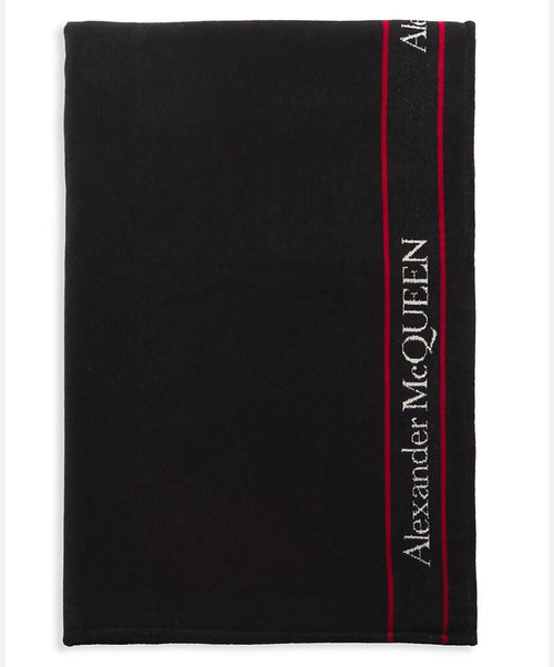 Alexander McQueen Triangle Selvedge Scarf in Black/red