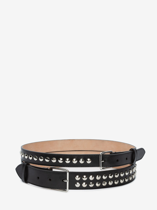 Alexander McQueen Studded Double Belt in Black